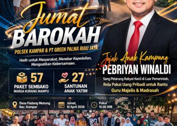 Direktur PT Green Palma Riau Jaya, Pebrian Winaldi, bersama timnya turun langsung dalam kegiatan tersebut. Kehadiran pihak perusahaan bersinergi dengan jajaran Polsek Kampar yang diwakili Bhabinkamtibmas BRIPKA Riski Suhendro, serta Pemerintah Desa Padang Mutung yang dipimpin Kepala Desa Abdul Muis.