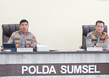 kegiatan Analisa dan Evaluasi (Anev) di Gedung Presisi Mapolda Sumsel, Selasa, 28 April 2026.