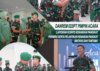 Komandan Korem (Danrem) 022/Pantai Timur Kolonel Inf Sandi Kamidianto, S.I.P., M.I.P., memimpin langsung acara Laporan Korps Kenaikan Pangkat Perwira serta pelantikan kenaikan pangkat Bintara dan Tamtama jajaran Korem 022/Pantai Timur.
