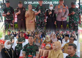 Komandan Korem 022/Pantai Timur, Kolonel Inf Sandy Kamidianto, S.I.P., M.I.P., mendampingi Pangdam I/Bukit Barisan Mayjen TNI Hendy Antariksa dalam kegiatan Ground Breaking pembangunan jembatan yang berlokasi diwilayah Kodim 0203/Langkat,