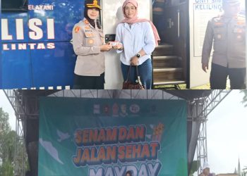 Peringatan Hari Buruh Internasional (May Day) tingkat Kabupaten Purbalingga dipusatkan di area lapangan parkir Wisata Purbasari Pancuran Mas dengan kegiatan jalan sehat yang mengambil titik start dan finis di lokasi tersebut