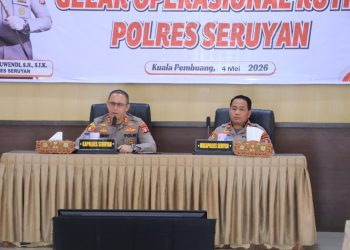 Kapolres Seruyan AKBP BEDDY SUWENDI, S.H., S.I.K. memimpin langsung kegiatan Gelar Operasional Bulan Mei 2026 yang dilaksanakan di Aula Patriatama 95 Polres Seruyan pada Senin 4/5/2026 mulai pukul 09.00 WIB.