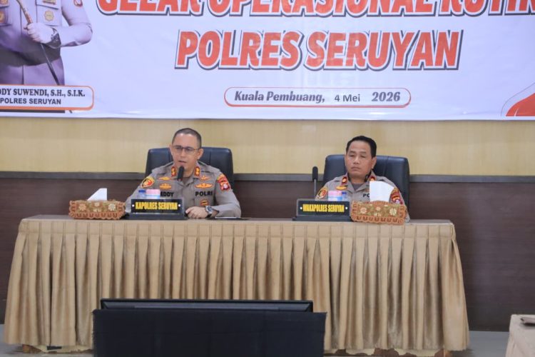 Kapolres Seruyan AKBP BEDDY SUWENDI, S.H., S.I.K. memimpin langsung kegiatan Gelar Operasional Bulan Mei 2026 yang dilaksanakan di Aula Patriatama 95 Polres Seruyan pada Senin 4/5/2026 mulai pukul 09.00 WIB.