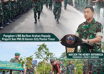 Pangdam I/Bukit Barisan Mayjen TNI Hendy Antariksa memberikan pengarahan kepada Prajurit dan PNS jajaran Korem 022/PT di Makorem 022/PT, kehadiran Pangdam I/BB disambut hangat oleh Danrem 022/Pantai Timur Kolonel Inf Sandi Kamidianto, S.I.P., M.I.P., beserta para Kasi Korem, Dandim jajaran, Prajurit dan PNS.