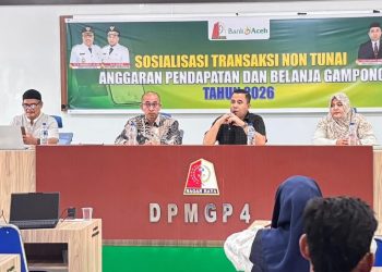 Pemerintah kabupaten Nagan Raya bersama Bank Aceh cabang jeuram melaksanakan sosialisasi transaksi Non tunai Anggaran pendapatan dan belanja Gampong (APBG) pada pemerintah Gampong di kabupaten Nagan Raya dari tanggal 07 mei 2026 sampai tanggal 12 mei 2026 di aula DPMPGP4 kabupaten Nagan Raya.