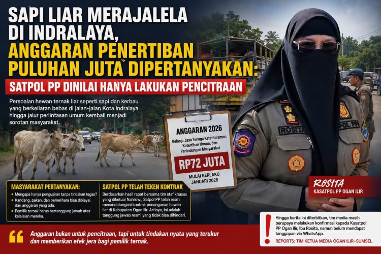 Persoalan hewan ternak liar seperti sapi dan kerbau yang berkeliaran bebas di jalan-jalan Kota Indralaya hingga jalur perlintasan umum kembali menjadi sorotan masyarakat.