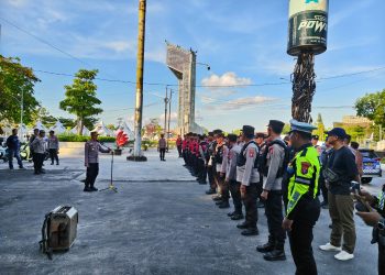 Pam dilakukan pada lokasi kegiatan yakni di area Bundaran Besar Kota Palangka Raya, Kalimantan Tengah, yang dikomando oleh Kabagops, Kompol Henry, S.E. selaku koordinator tugas, Sabtu (23/5/2026) sore. 