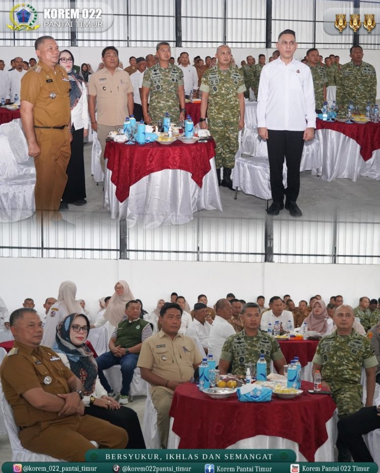 Komandan Korem (Danrem) 022/Pantai Timur Kolonel Inf Sandi Kamidianto, S.I.P., M.I.P. mengikuti kegiatan Video Conference (Vidcon) Peresmian Operasionalisasi 1.061 Koperasi Desa/Kelurahan Merah Putih bersama Presiden Republik Indonesia di KDKMP Desa Sidoharjo Pasar Miring Kecamatan Pagar Merbau Kabupaten Deli Serdang, Sabtu (16/05/2026).