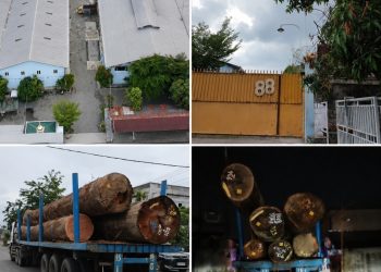 Sebuah gudang/sawmil bernomor 88 yang beroperasi tertutup dan berada di dalam sebuah gang di tengah permukiman warga di Gg. Bina Mitra No. 460, Sunggal Kanan, Kec. Sunggal, Kabupaten Deli Serdang, Sumatera Utara. (Foto. Dok: Mitrapolri.com)