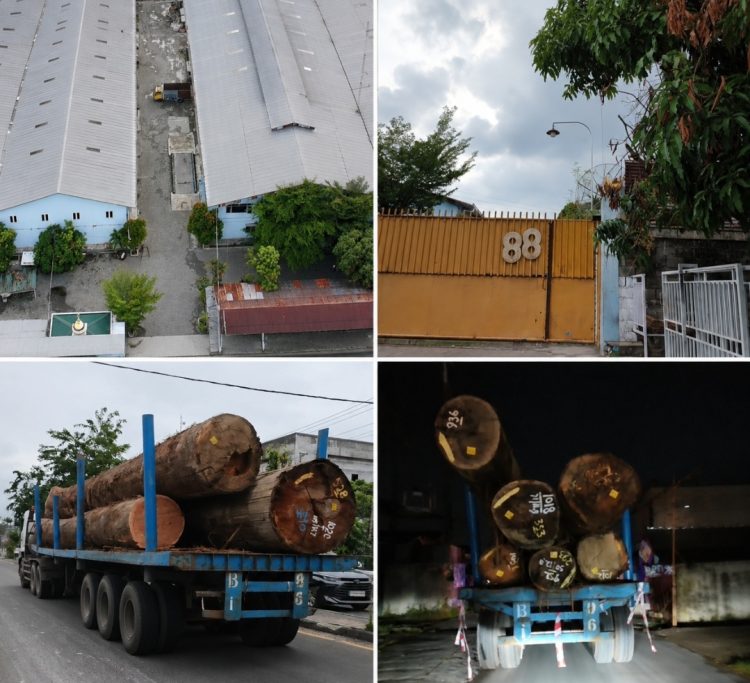 Sebuah gudang/sawmil bernomor 88 yang beroperasi tertutup dan berada di dalam sebuah gang di tengah permukiman warga di Gg. Bina Mitra No. 460, Sunggal Kanan, Kec. Sunggal, Kabupaten Deli Serdang, Sumatera Utara. (Foto. Dok: Mitrapolri.com)