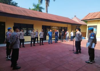Personel Polsek Indralaya melaksanakan apel pagi pada Rabu (3/6/2026) pukul 08.00 WIB yang dipimpin oleh Wakapolsek Indralaya, Ipda Priono.