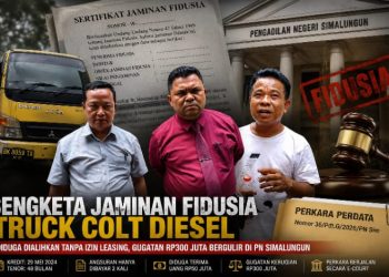 Sengketa pembiayaan satu unit Truck Colt Diesel yang melibatkan dugaan pengalihan objek jaminan fidusia tanpa persetujuan leasing kini bergulir di Pengadilan Negeri Simalungun dengan register perkara Nomor 36/Pdt.G/2026/PN Sim.
