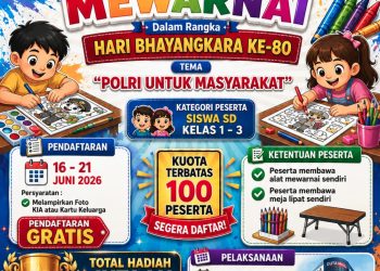 Polda Kalimantan Tengah (Kalteng) menggelar lomba mewarnai bagi murid sekolah dasar (SD) kelas 1 hingga 3 dalam rangka memeriahkan Hari Bhayangkara ke-80, dan mengusung tema 'Polri untuk Masyarakat'.