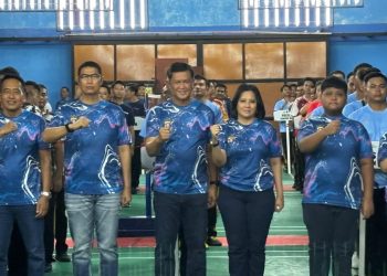 Polda Kalteng menggelar kejuaraan Bulutangkis, yang diikuti 43 tim terdiri dari para personel Polda dan Polres jajaran, di GOR Pratama, Kota Palangka Raya, Senin (15/6/2026) malam.