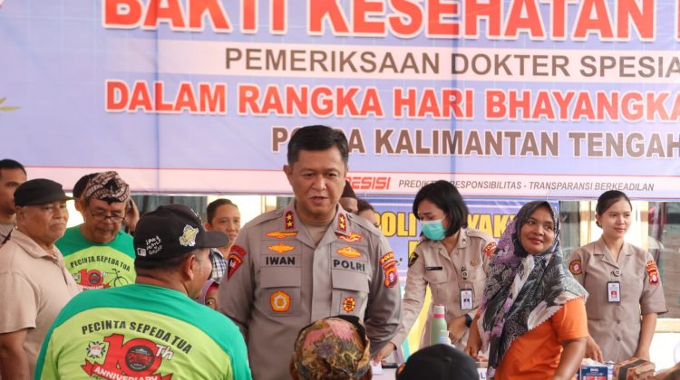 Kepolisian Daerah Kalimantan Tengah (Polda Kalteng) menggelar puncak Bakti Kesehatan dalam rangka memperingati Hari Ulang Tahun (HUT) Bhayangkara ke-80 di Gedung Graha Bhayangkara, Mapolda setempat, Jl. Tjilik Riwut Km.1, Kota Palangka Raya, Selasa (23/06/2026).