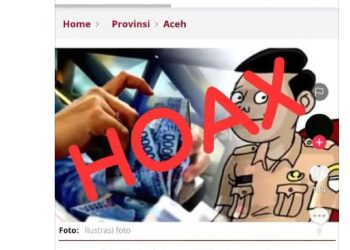 Tangkapan layar unggahan di media sosial yang memperlihatkan sebuah berita dari mitrapolri.com diberi tulisan "HOAX".