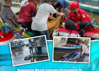 Telah Ditemukan mayat seorang perempuan ML berinisial yang diduga jatuh ke sungai Mentaya, Pelabuhan susur sungai Komplek PPM Kel. M. B Hulu Kec.M.B Ketapang Kab. Kotim Prop. Kalteng Minggu Sore 28/06/2026.