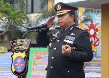 Kapolresta Palangka Raya, Polda Kalteng, Kombes Pol. Dedy Supriadi, S.I.K., M.H. dalam Upacara Hari Bhayangkara ke-80 Tahun 2026 yang dilaksanakan kesatuannya, Rabu (1/7/2026) pagi. 
