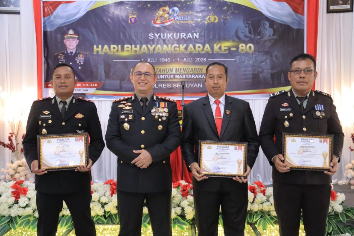 Polres Seruyan menggelar kegiatan Syukuran dalam rangka Hari Bhayangkara Ke-80 Tahun 2026 pada Rabu (1/7) pukul 10.00 WIB, bertempat di Aula Patriatama 95 Polres Seruyan.