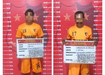 Dua tersangka yang ditahan masing-masing berinisial RR dan H, yang diketahui bekerja sebagai operator pompa pada SPBU.