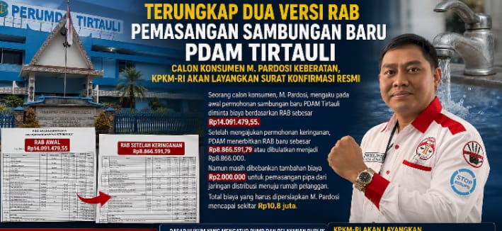 Dugaan ketidaktransparanan dalam penetapan biaya pemasangan sambungan baru air bersih di PDAM Tirtauli Kota Pematangsiantar