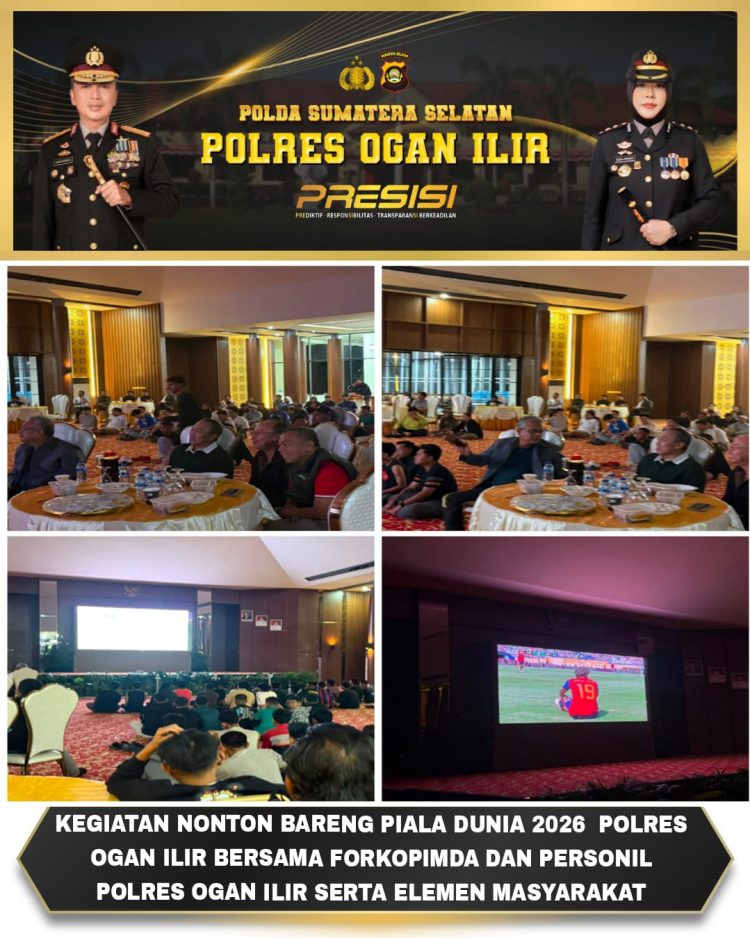 Polres Ogan Ilir menggelar kegiatan Nonton Bareng / Nobar Pesta Bola Dunia 2026 pada Senin dini hari, 20 Juli 2026.