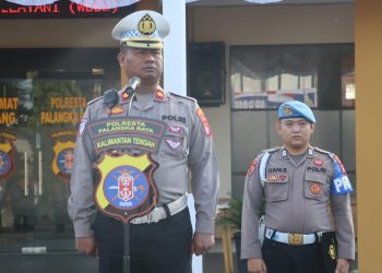 Kepala Satuan Lalu Lintas (Kasatlantas) Polresta Palangka Raya, Polda Kalteng, Kompol Hermanto, S.H. berkesempatan untuk memimpin apel pagi yang dilaksanakan kesatuannya, Selasa (21/7/2026) pagi.