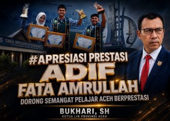 Ketua Lembaga Investigasi Negara (LIN) Aceh, Bukhari, SH. menyampaikan apresiasi atas keberhasilan Adif Fata Amrullah yang dipercaya mewakili Provinsi Aceh pada ajang Pemilihan Pelajar Pelopor Keselamatan Lalu Lintas dan Angkutan Jalan (LLAJ) Tingkat Nasional Tahun 2026.