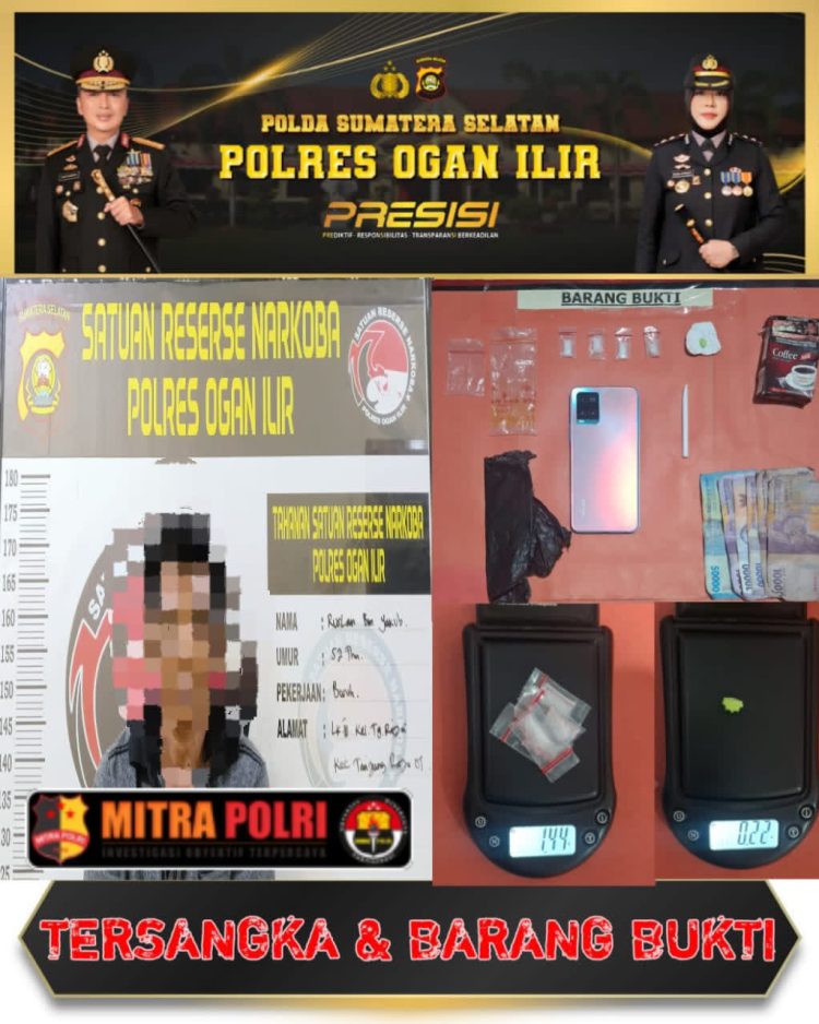 Satresnarkoba Polres Ogan Ilir mengamankan seorang laki-laki berinisial R Als SELAN (47) di wilayah Kelurahan Tanjung Raja, Kecamatan Tanjung Raja.