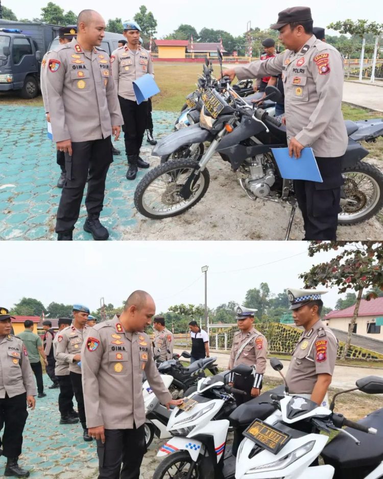 Kapolres Murung Raya (Mura) AKBP Agung Gima Sunarya, S.I.K. memimpin pengecekan kendaraan dinas Polri di halaman Mapolres Mura, Kamis (13/8/2026) pagi.