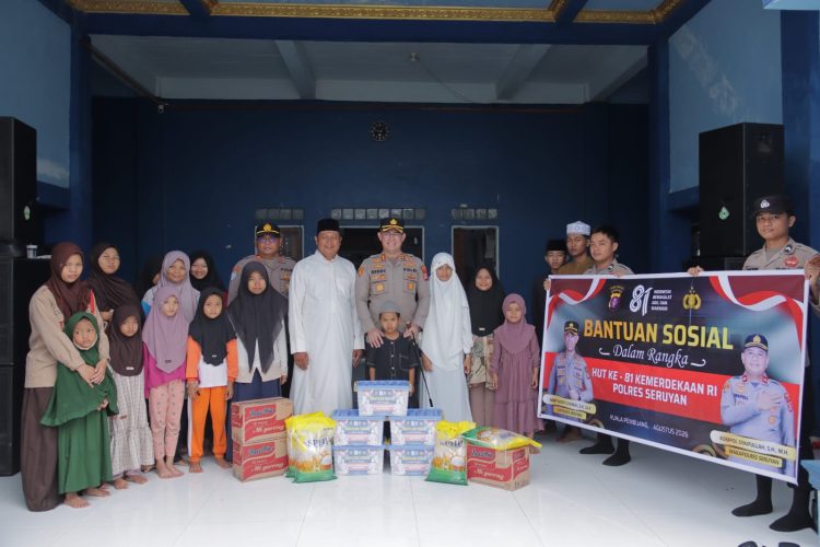 Kapolres Seruyan AKBP Beddy Suwendi, S.H., S.I.K. dengan berbagi kepedulian bersama anak-anak Panti Asuhan Hj. Maskacil, Jalan Tjilik Riwut, Kuala Pembuang II, Kecamatan Seruyan Hilir, Jumat (14/8/2026).