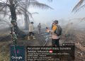 Personel Polsek Indralaya bersama TNI, BPBD, Masyarakat Peduli Api (MPA) Desa Tanjung Pule dan masyarakat melaksanakan mitigasi serta pemadaman Kebakaran Hutan dan Lahan (Karhutlah) di Desa Tanjung Pule, Kecamatan Indralaya Utara, Kabupaten Ogan Ilir, Sumatera Selatan, Minggu (9/8/2026).