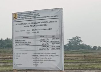 Proyek irigasi Program Percepatan Peningkatan Tata Guna Air Irigasi (P3-GAI) di Desa Lamuk, Kecamatan Kejobong, Kabupaten Purbalingga