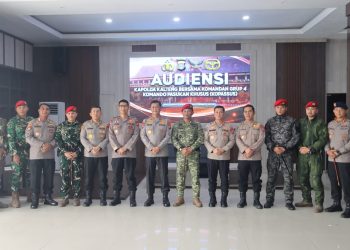 Kapolda Kalteng Irjen Pol Iwan Kurniawan menerima audiensi dari jajaran Kopassus Grup 4/Sandi Yudha di Lobby Mapolda Kalteng, Kamis (3/9/2026).