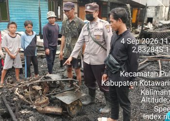 Kebakaran menghanguskan tiga unit rumah warga dan satu gedung walet di Jalan Babaung Besar RT 12/RW 04, Desa Babaung, Kecamatan Pulau Hanaut, Kabupaten Kotawaringin Timur, Jumat (4/9/2026) pagi.