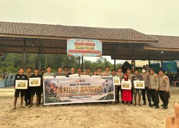 Serdik Sespimti Polri Dikreg ke-36 Sespim Lemdiklat Polri melaksanakan kegiatan bakti sosial (baksos) peduli Karhutla di wilayah Kota Palangka Raya, Jumat(11/9/2026).