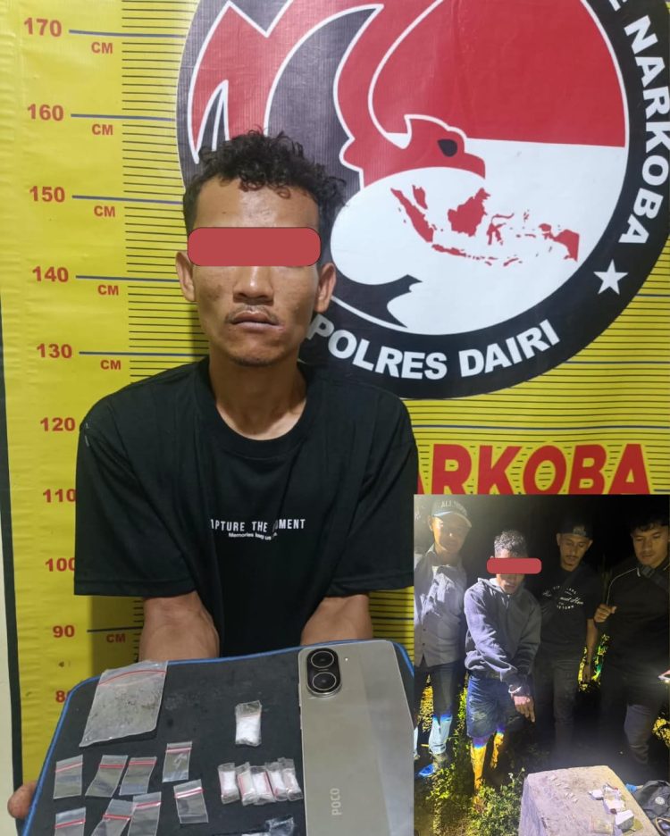 Sat Narkoba Polres Dairi meringkus seorang pria berinisial AJT (26) atas kepemilikan narkotika jenis sabu di Simpang Jalan Bertungen Julu, Kecamatan Tigalingga, Kabupaten Dairi.