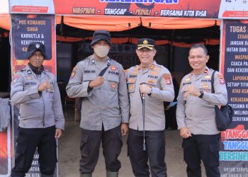 Kapolres Seruyan AKBP Beddy Suwendi, S.H., S.I.K. didampingi Kapolsek Seruyan Hilir mengunjungi Posko Siaga Karhutla dan Kekeringan Kabupaten Seruyan, Selasa (15/9/2026) sekitar pukul 16.50 WIB
