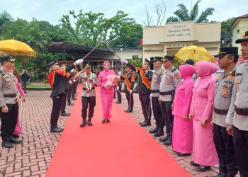 momentum perpisahan dengan Kapolres lama AKBP Benny Bathara, S.I.K., M.I.K., sekaligus penyambutan Kapolres baru AKBP Muhammad Taufiq, S.I.K., M.H.