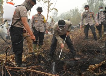 Pemadaman di kawasan Jalan Manduhara Ujung yang berada dekat kawasan strategis Taman Nasional Sebangau, permukiman warga, dan Bandara Tjilik Riwut.
