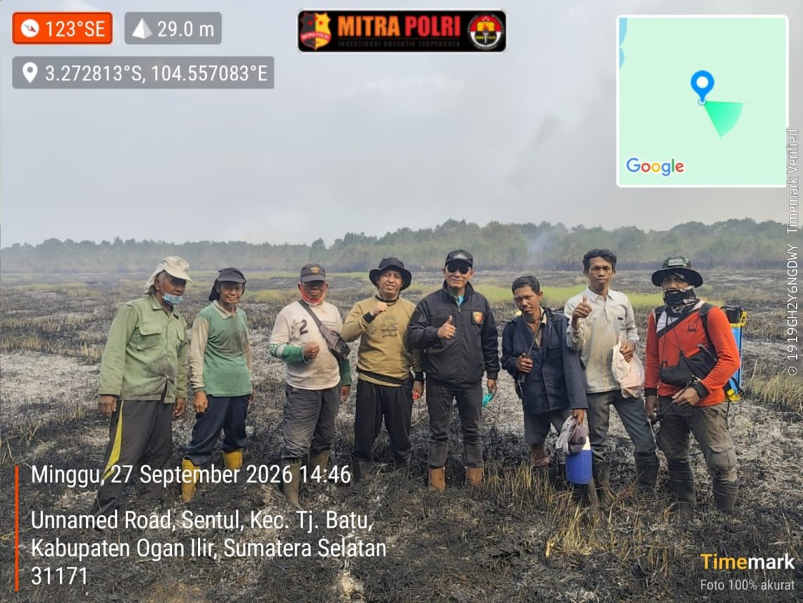 keberhasilan tim gabungan yang sigap menjinakkan kobaran api di kawasan Desa Sentul, Kecamatan Tanjung Batu, Kabupaten Ogan Ilir, Sumatera Selatan.