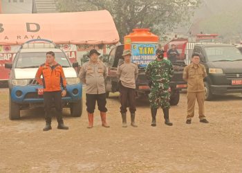 Satgas Karhutla Polresta Palangka Raya mengikuti apel gabungan di Kantor BPBD Kota Palangka Raya sebagai persiapan sebelum melaksanakan tugas di lapangan