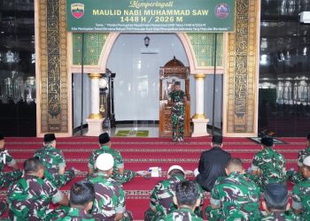 Korem 022/Pantai Timur melaksanakan Peringatan Maulid Nabi Muhammad SAW 1448 H/2026 M dengan mengusung tema, “Melalui Peringatan Maulid Nabi Muhammad SAW Tahun 1448 H/2026 M Kita Mantapkan Tekad Bersama Rakyat, TNI Prima dan Kuat Siap Mewujudkan Indonesia yang Maju dan Berdaulat.”,