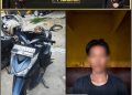 petugas mengamankan seorang pria berinisial AH (20) beserta satu unit sepeda motor yang diduga merupakan barang hasil kejahatan.