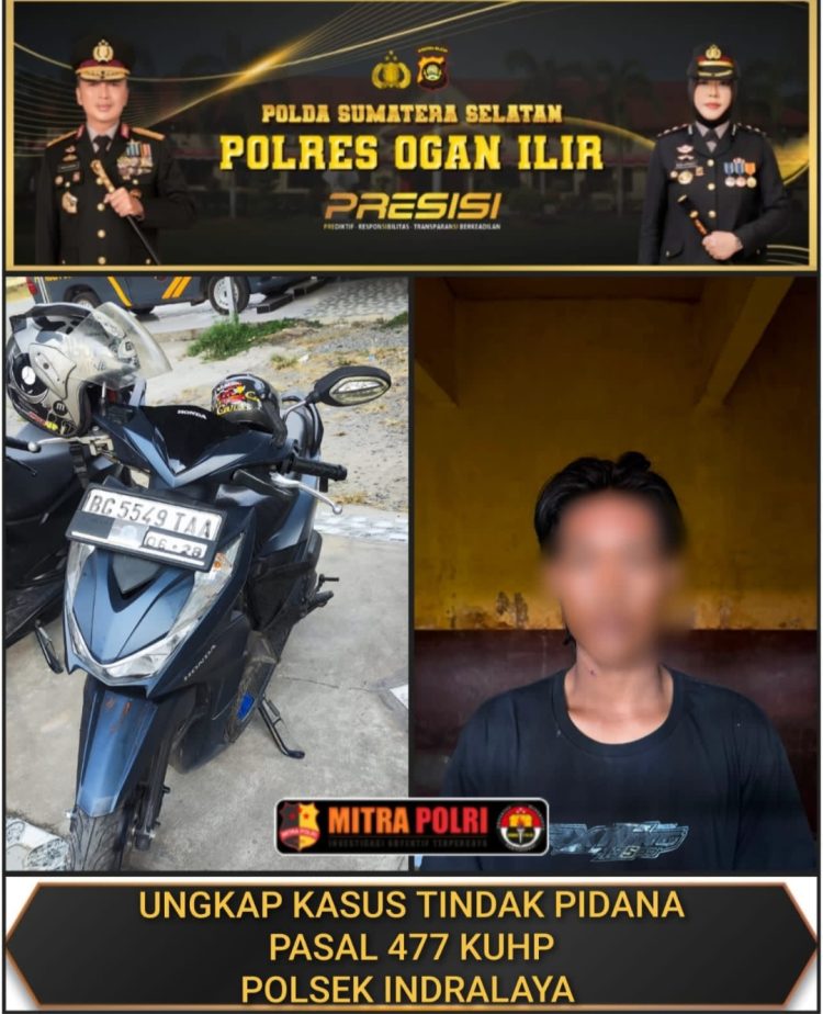 petugas mengamankan seorang pria berinisial AH (20) beserta satu unit sepeda motor yang diduga merupakan barang hasil kejahatan.