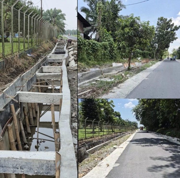proyek drainase di Desa Mulyorejo, Kecamatan Sunggal, Kabupaten Deli Serdang yang tampak tidak ada aktivitas pekerja. (Foto: Dok/mitrapolri.com)