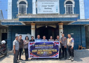 Bidang Propam Polda Sulawesi Utara menggelar bakti sosial dan bantuan sosial di lima rumah ibadah di Kota Manado, Kamis (1/10/2026). Kegiatan tersebut merupakan bagian dari rangkaian Hari Jadi ke-24 Propam Polri.