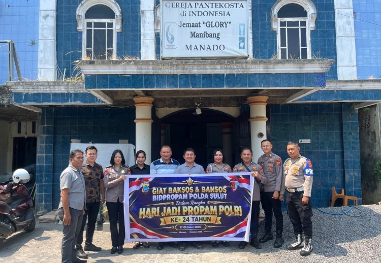 Bidang Propam Polda Sulawesi Utara menggelar bakti sosial dan bantuan sosial di lima rumah ibadah di Kota Manado, Kamis (1/10/2026). Kegiatan tersebut merupakan bagian dari rangkaian Hari Jadi ke-24 Propam Polri.