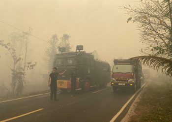 kabut asap sisa kebakaran hutan dan lahan (Karhutla) masih menyelimuti kawasan tersebut,