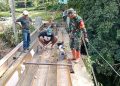 Pembangunan jembatan yang nantinya menjadi penghubung antara wilayah Kecamatan Huta Bayu Raja dan Kecamatan Bosar Maligas, Senin (5/10/2026).